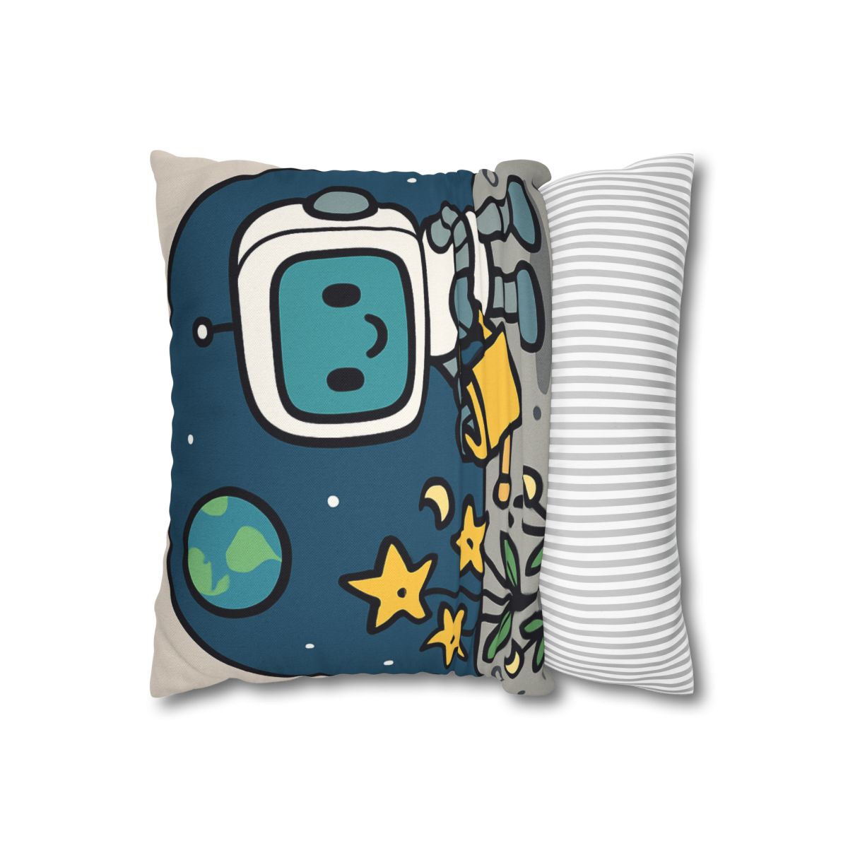 Moon Garden Robot And Space Sprouts designer print pillow cases