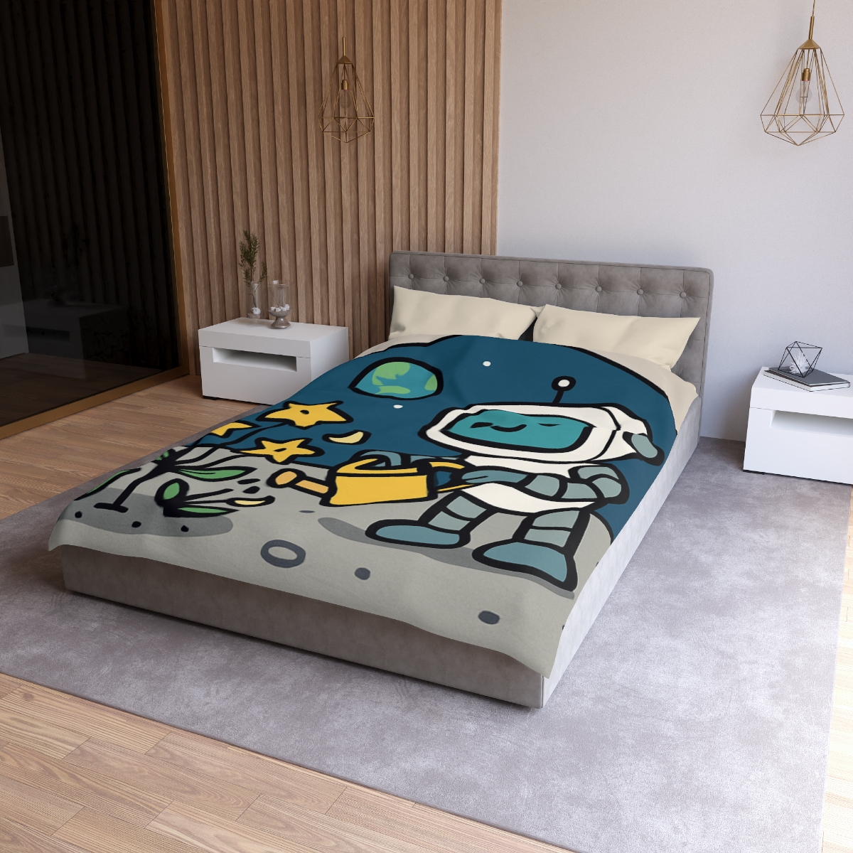 Moon Garden Robot And Space Sprouts duvets for gifts