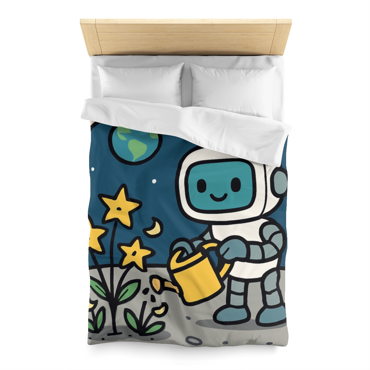 Moon Garden Robot And Space Sprouts duvets for gifts
