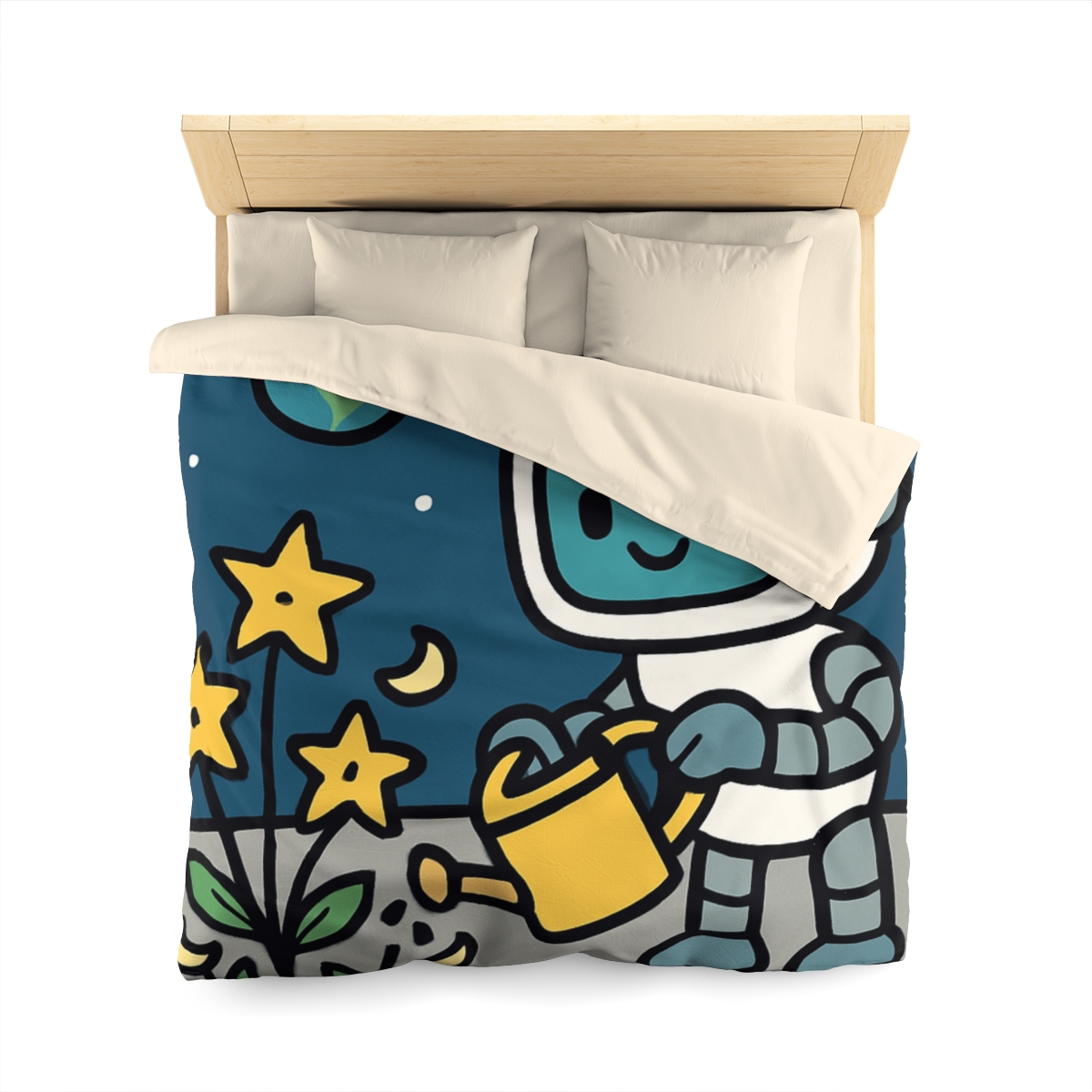 Moon Garden Robot And Space Sprouts duvets for gifts