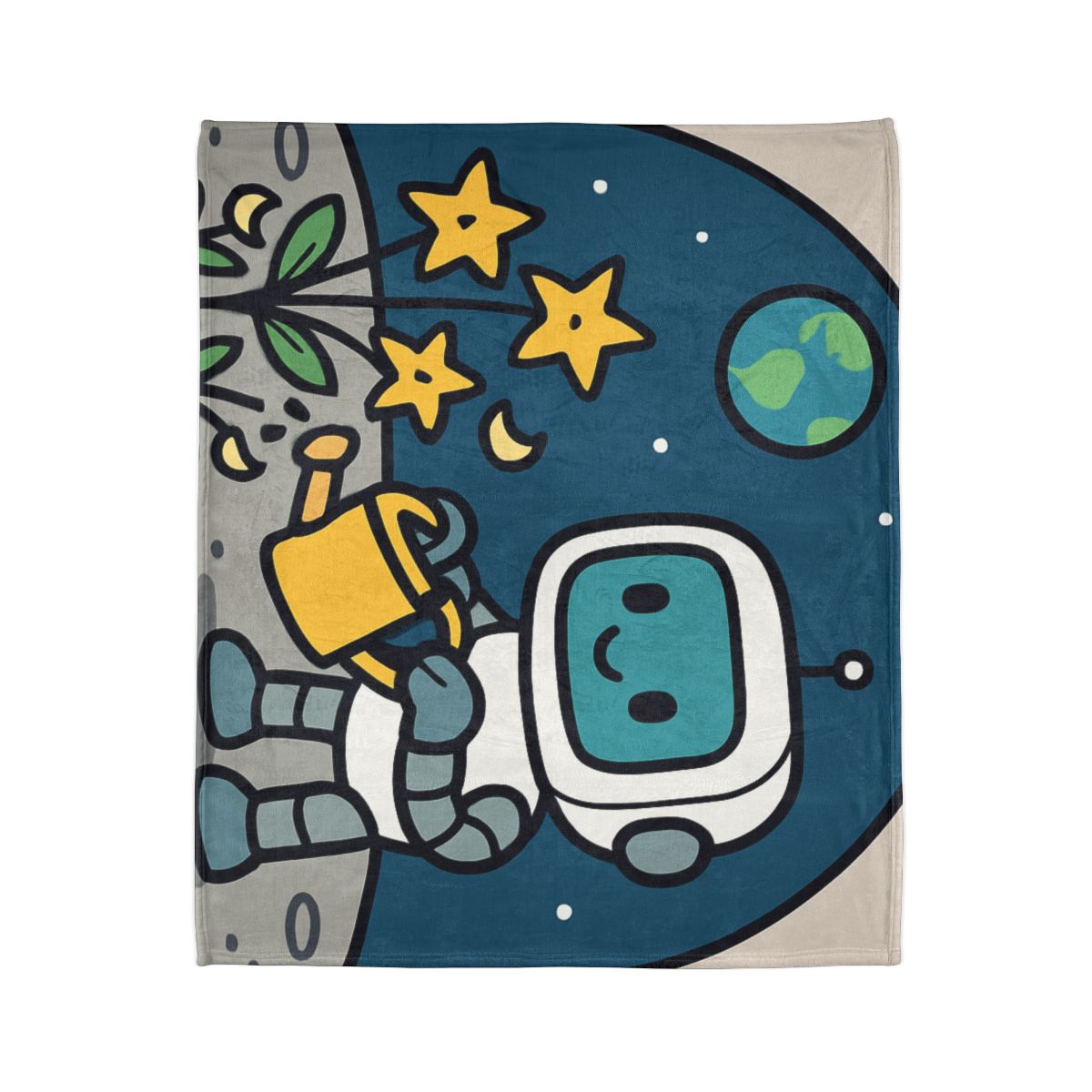 Moon Garden Robot And Space Sprouts custom blankets
