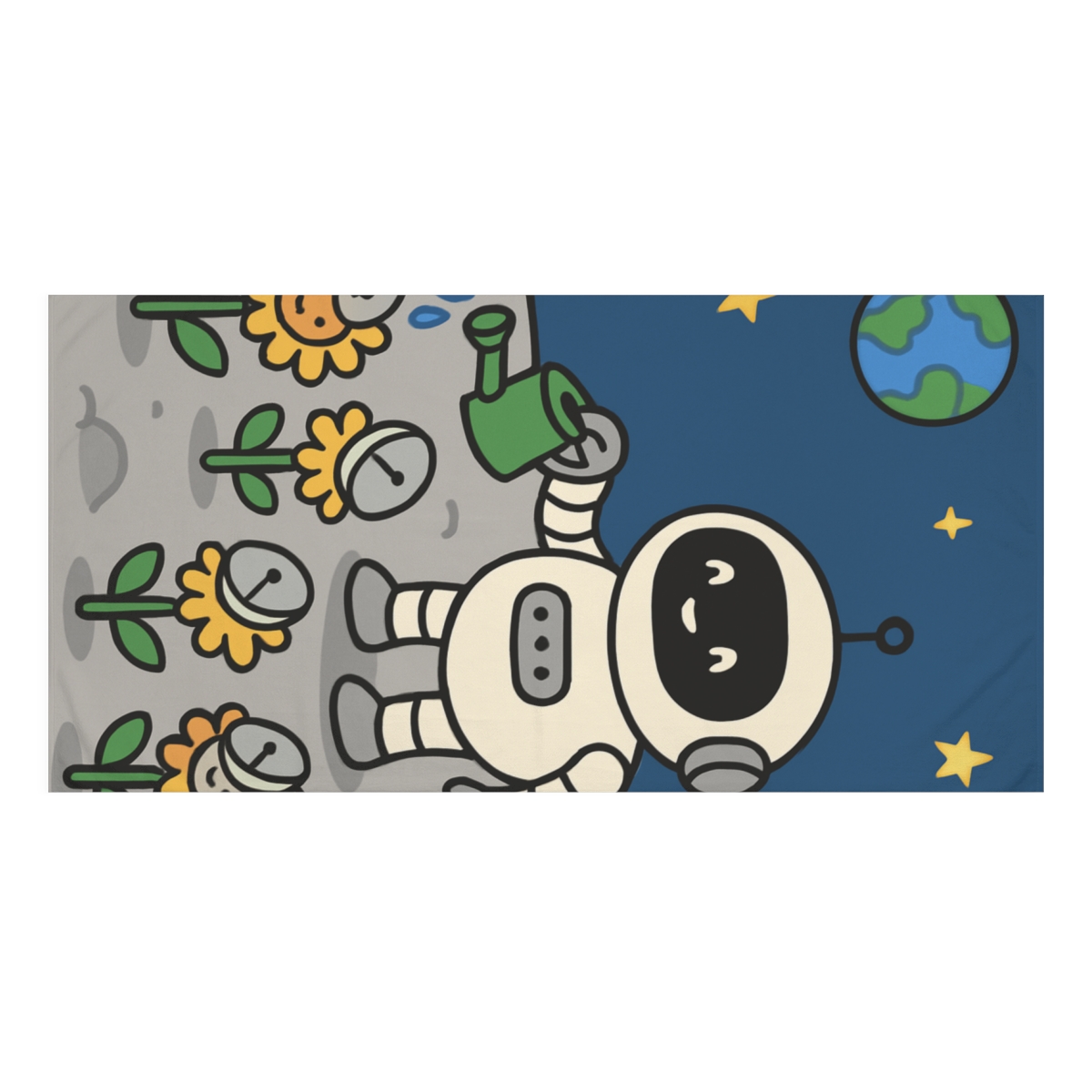 Moon Garden Robot And Sunflower Satellites decorative home towelscustom towels