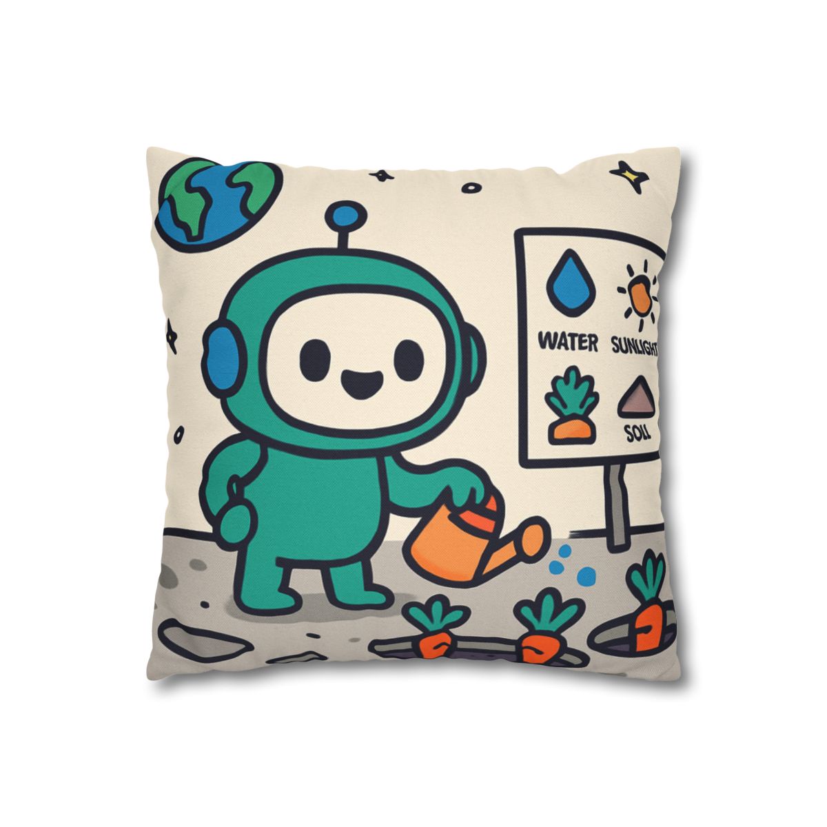 Moon Garden Robot Growing Crater Carrots unique gift pillow cases