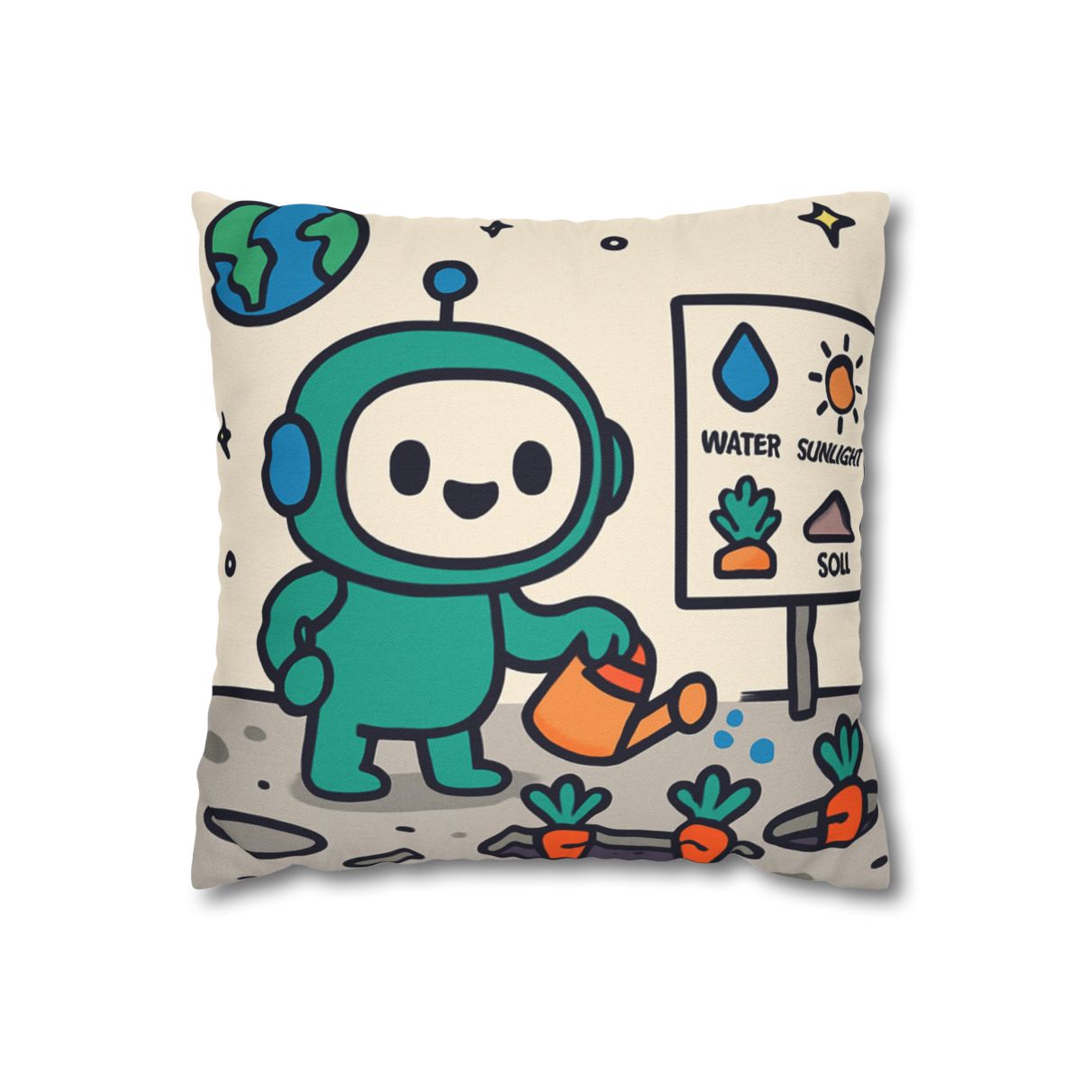 Moon Garden Robot Growing Crater Carrots unique gift pillow cases