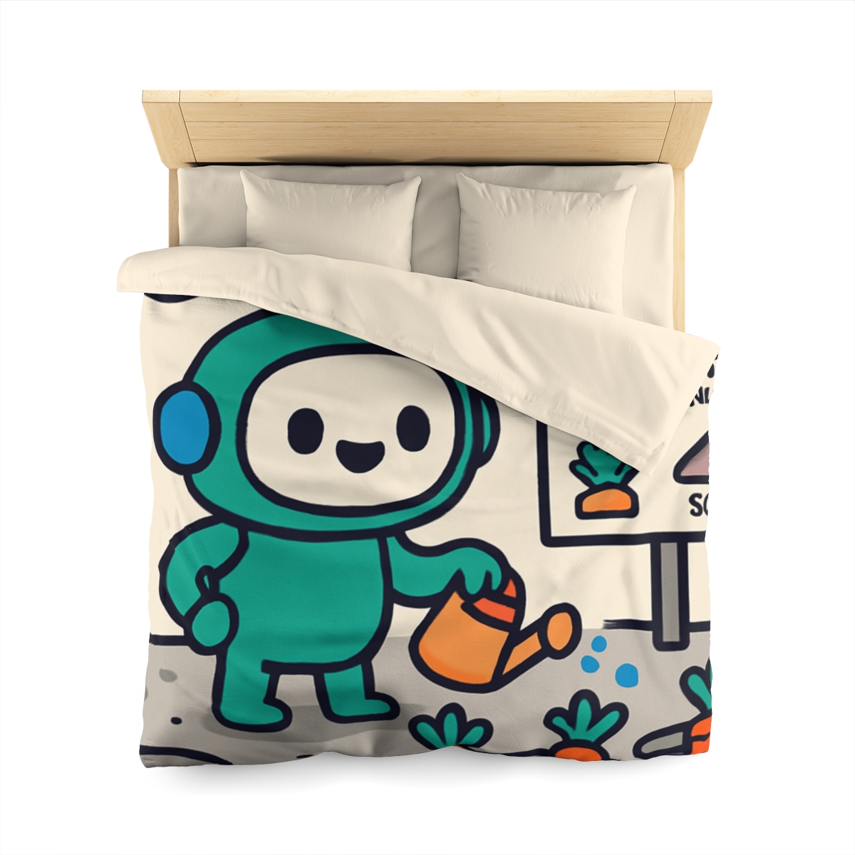 Moon Garden Robot Growing Crater Carrots custom duvets