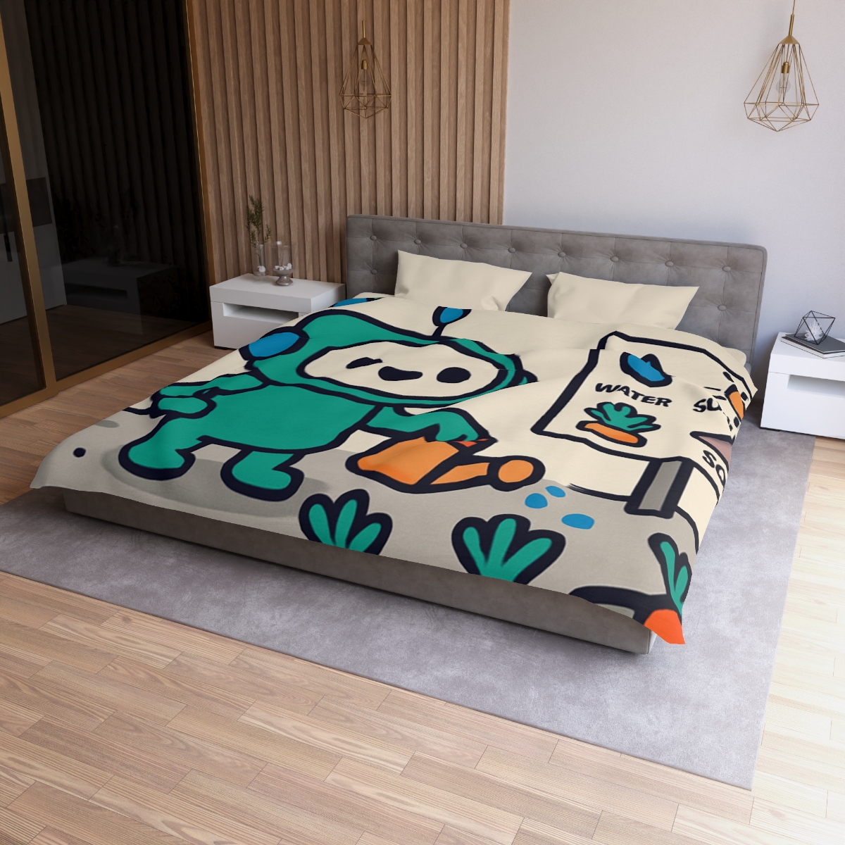 Moon Garden Robot Growing Crater Carrots custom duvets