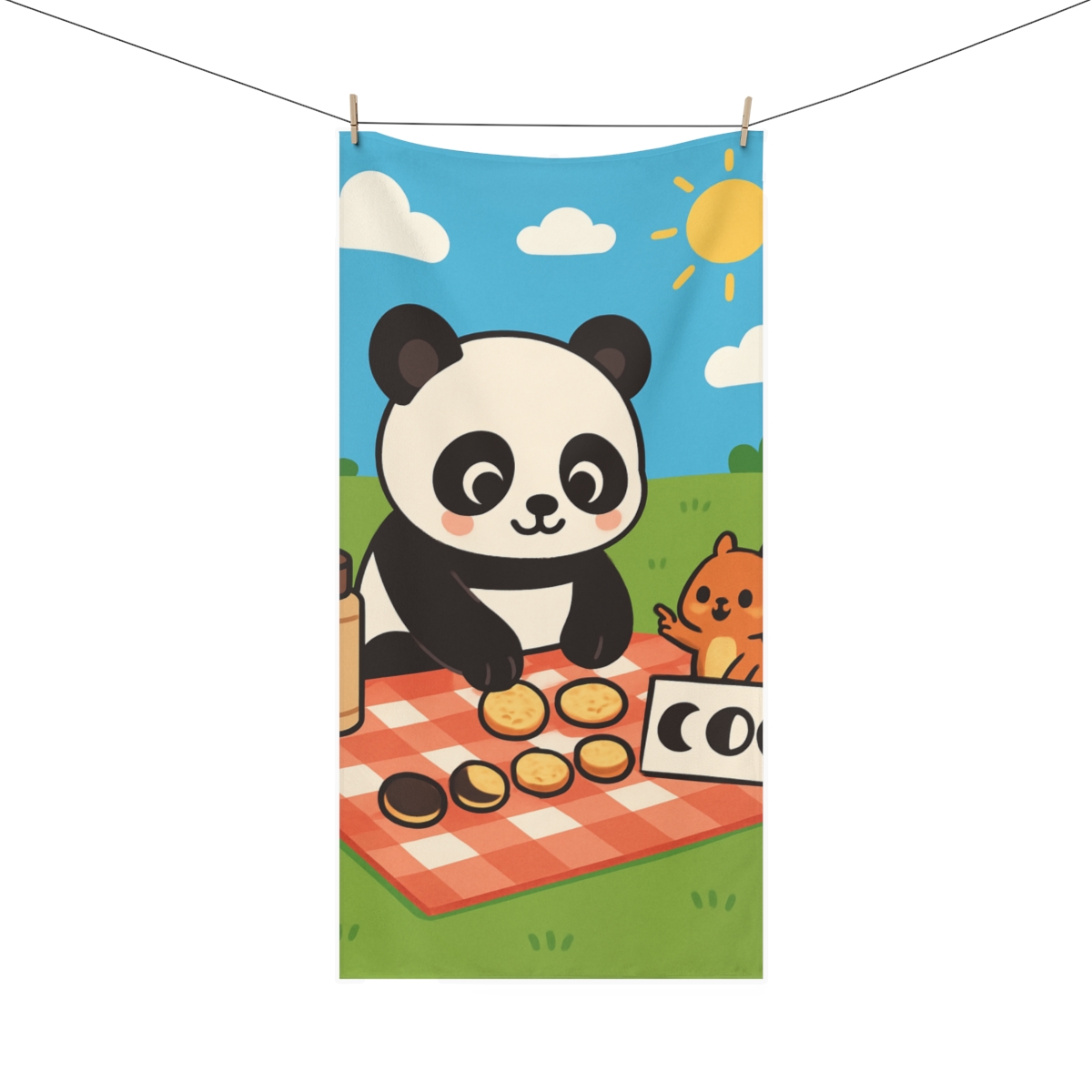 Moon Phase Panda Picnic decorative home towels