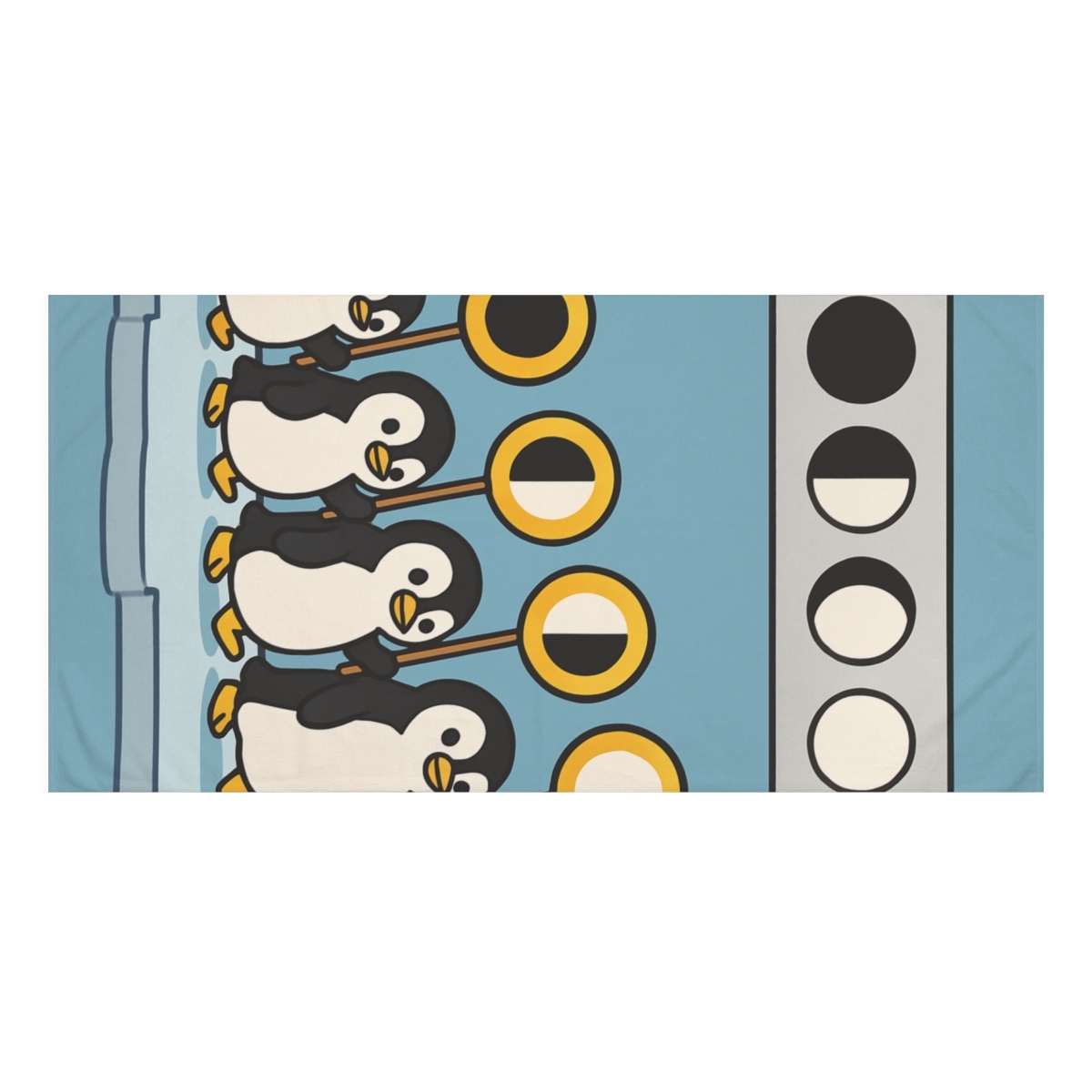 Moon Phase Penguin Parade soft cotton towels