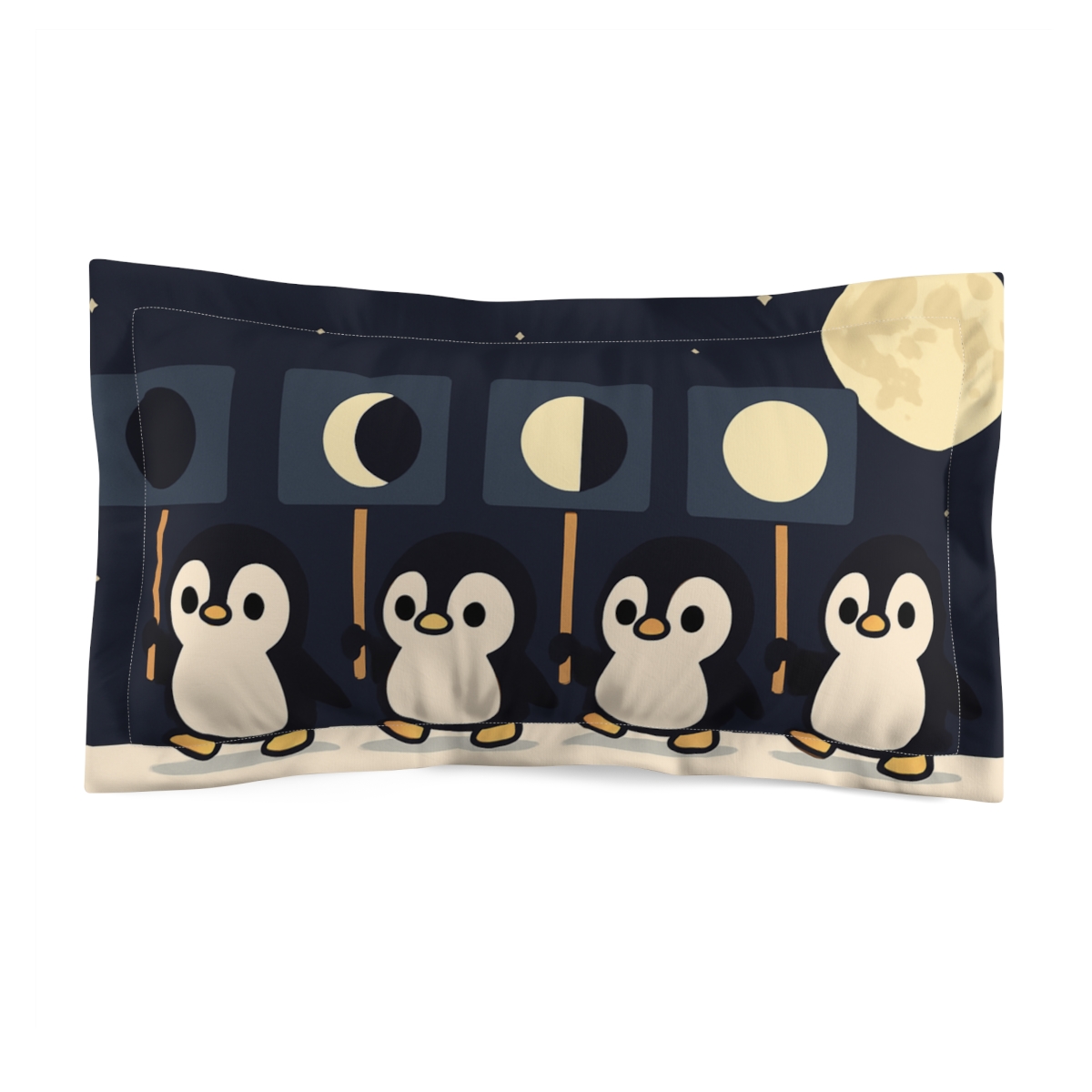 Moon Phases Penguin Parade personalized decorative pillows
