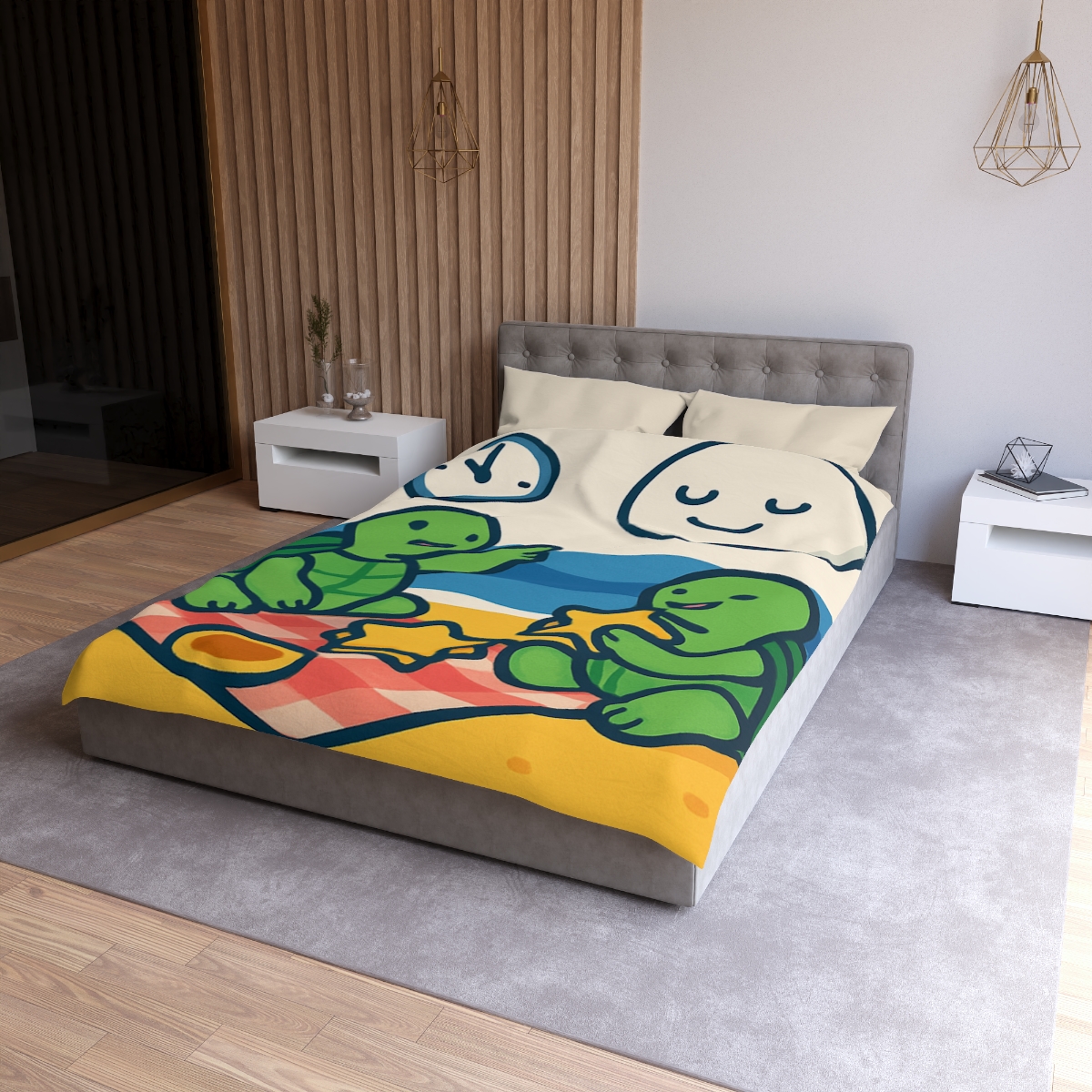 Moon Turtles Tide Time Picnic personalized bedding duvets
