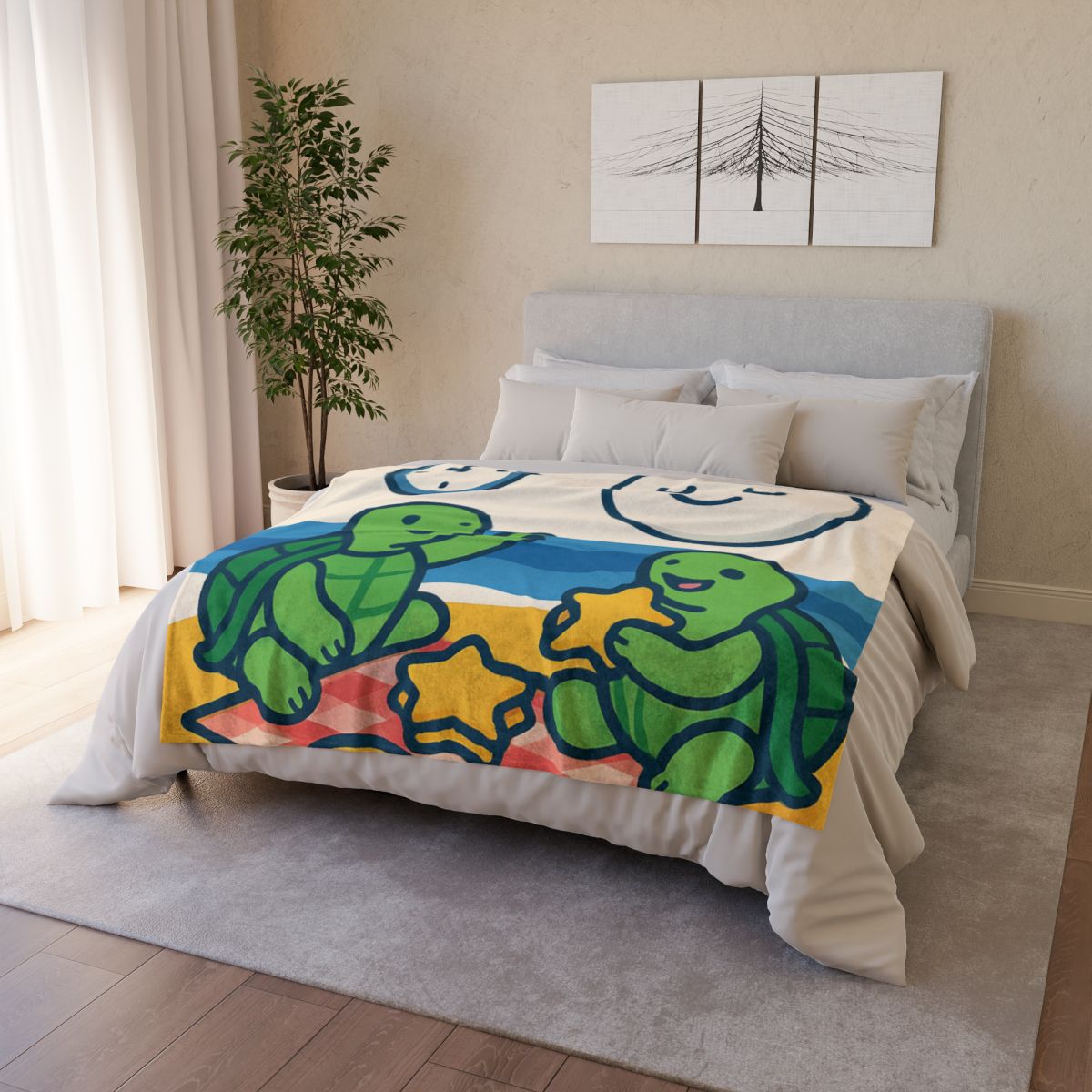 Moon Turtles Tide Time Picnic soft fleece blankets