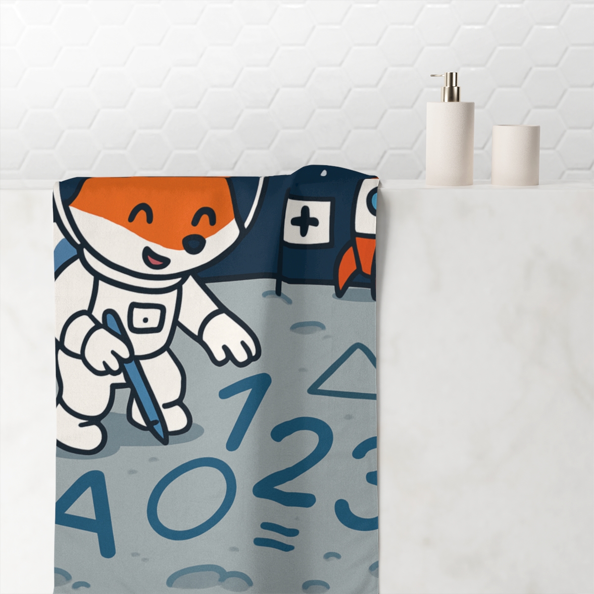 Moonbase Math Fox comfortable face towels