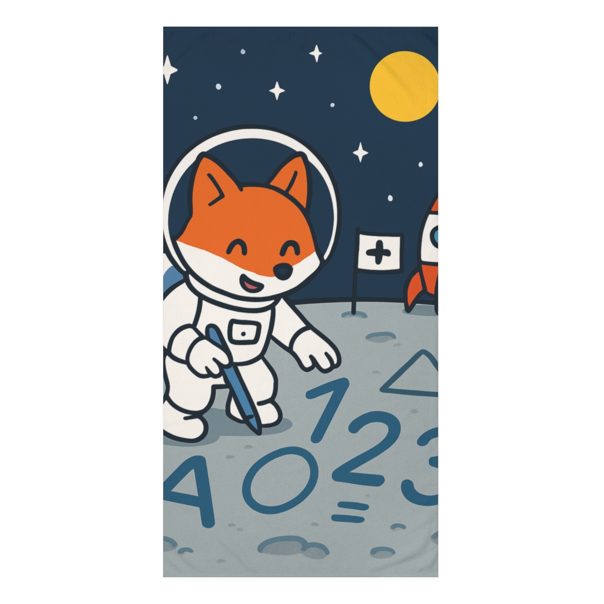 Moonbase Math Fox comfortable face towels