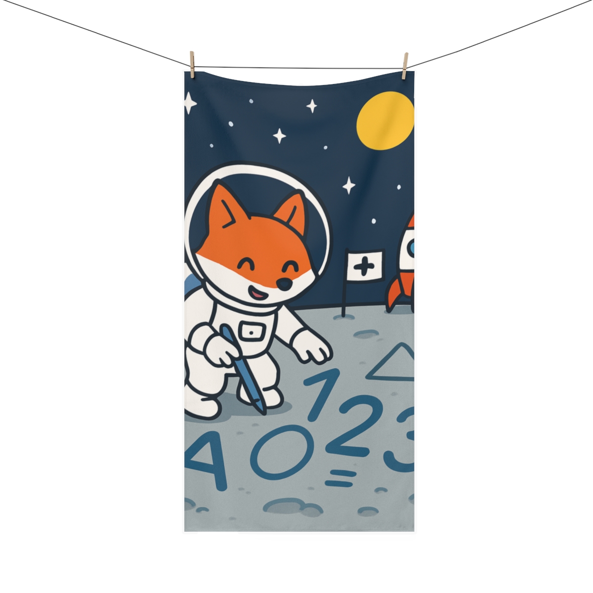 Moonbase Math Fox comfortable face towels