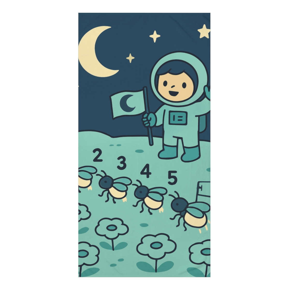 Moonlight Beetle Parade Through A Lunar Meadow designer printed towels