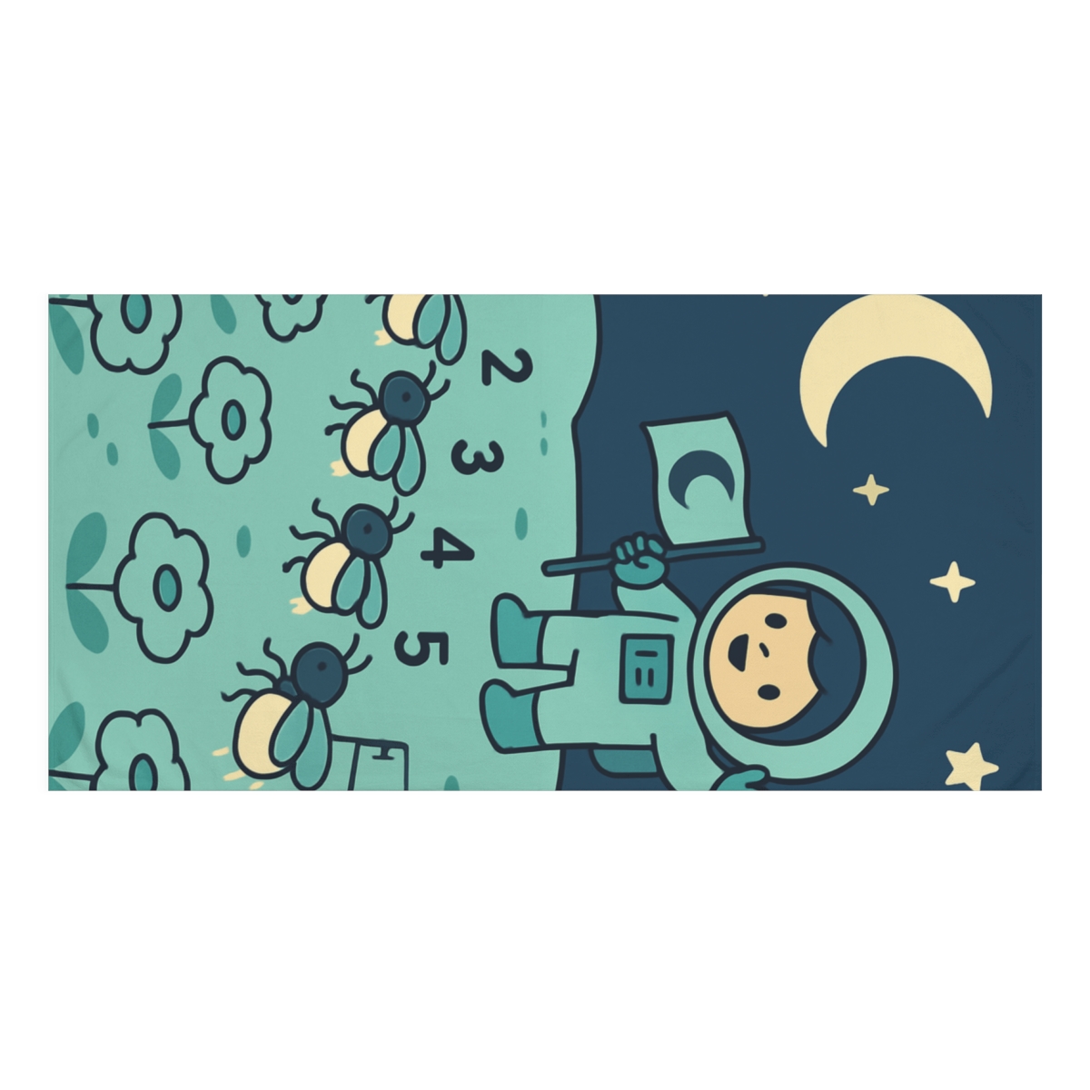 Moonlight Beetle Parade Through A Lunar Meadow designer printed towels