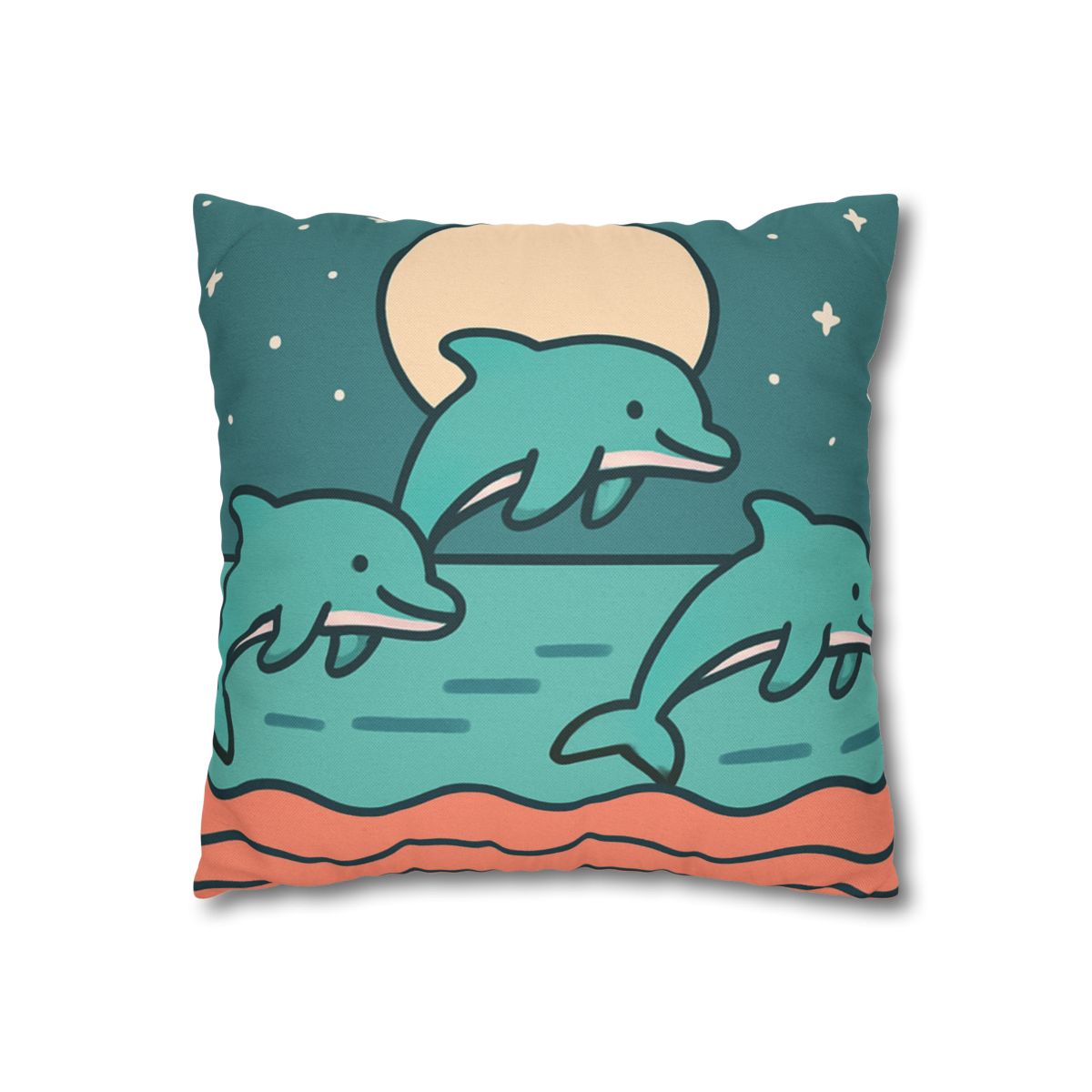 Moonlight Dolphin Parade trendy patterned pillow cases