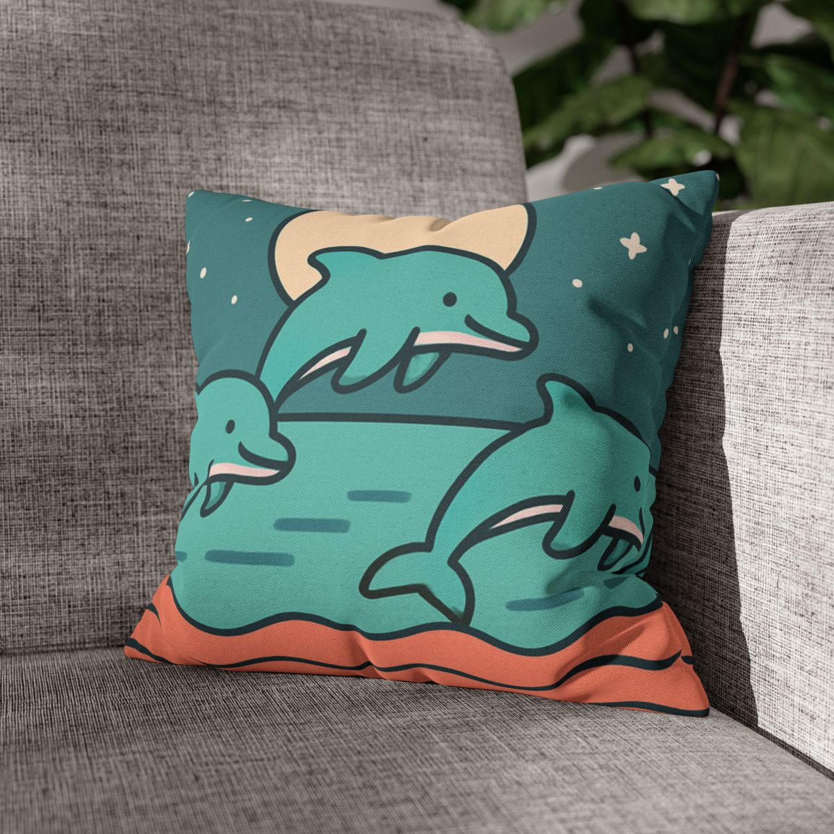 Moonlight Dolphin Parade trendy patterned pillow cases