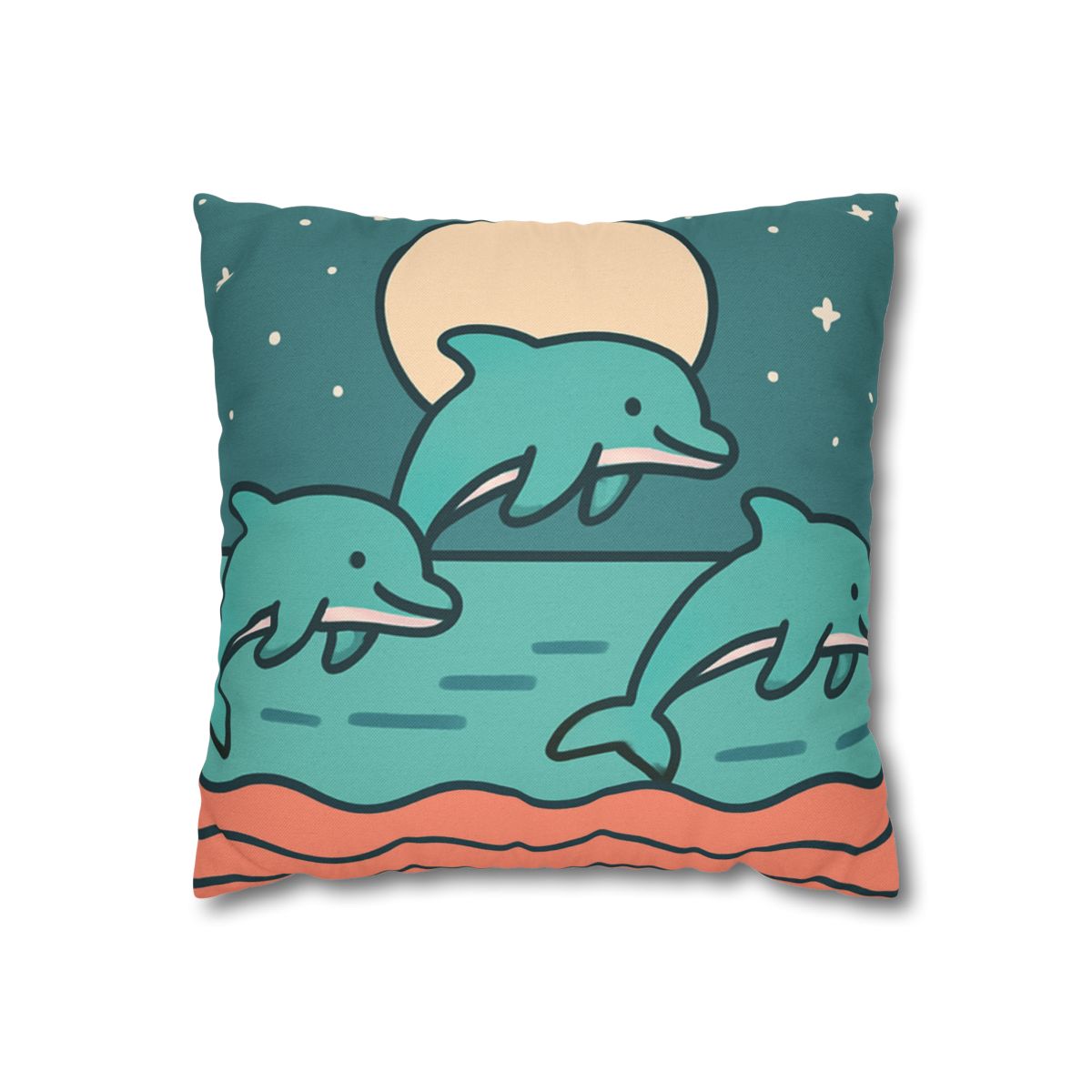 Moonlight Dolphin Parade trendy patterned pillow cases