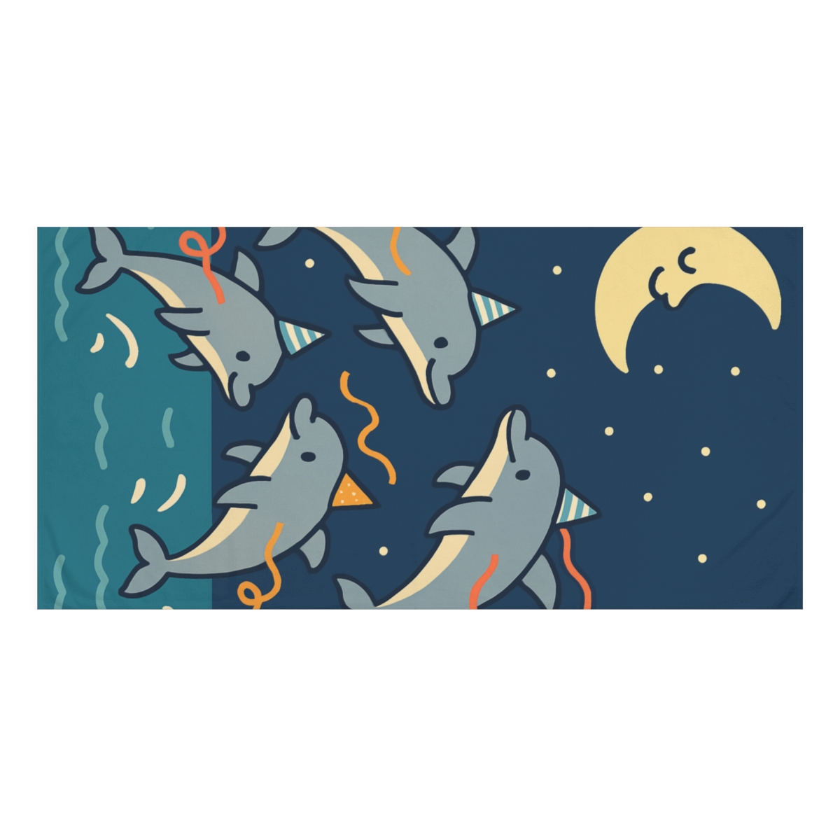 Moonlight Dolphin Parade trendy hand towels