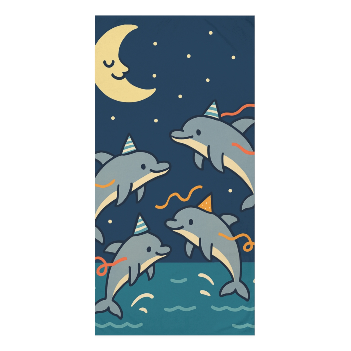 Moonlight Dolphin Parade trendy hand towels
