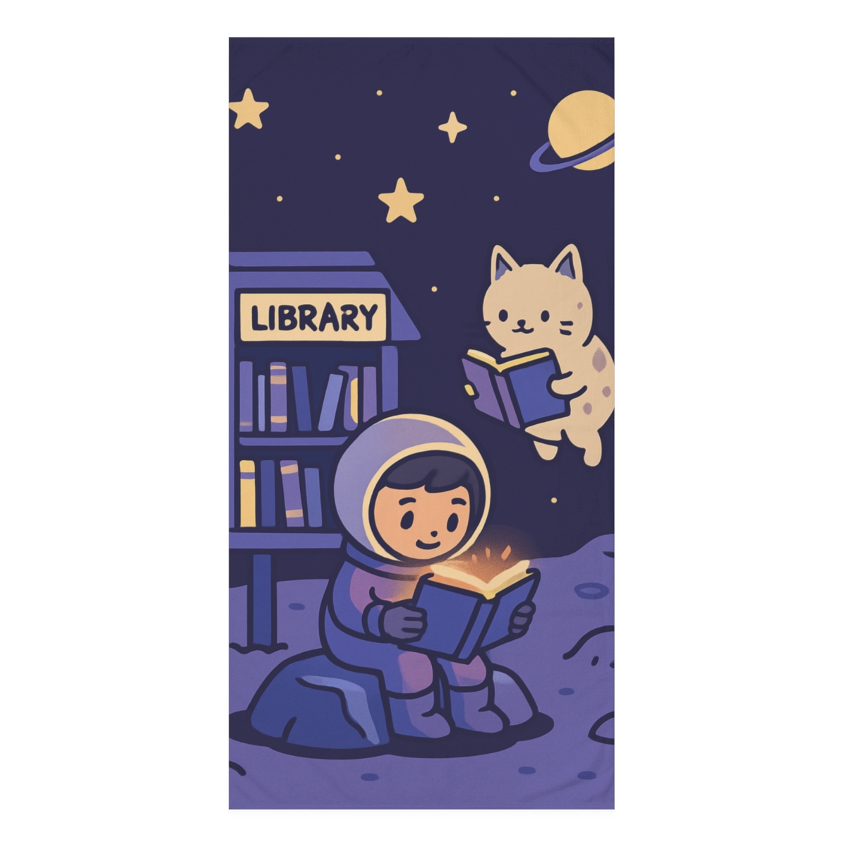 Moonlight Library For Starry Eyed Readers personalized bath towels