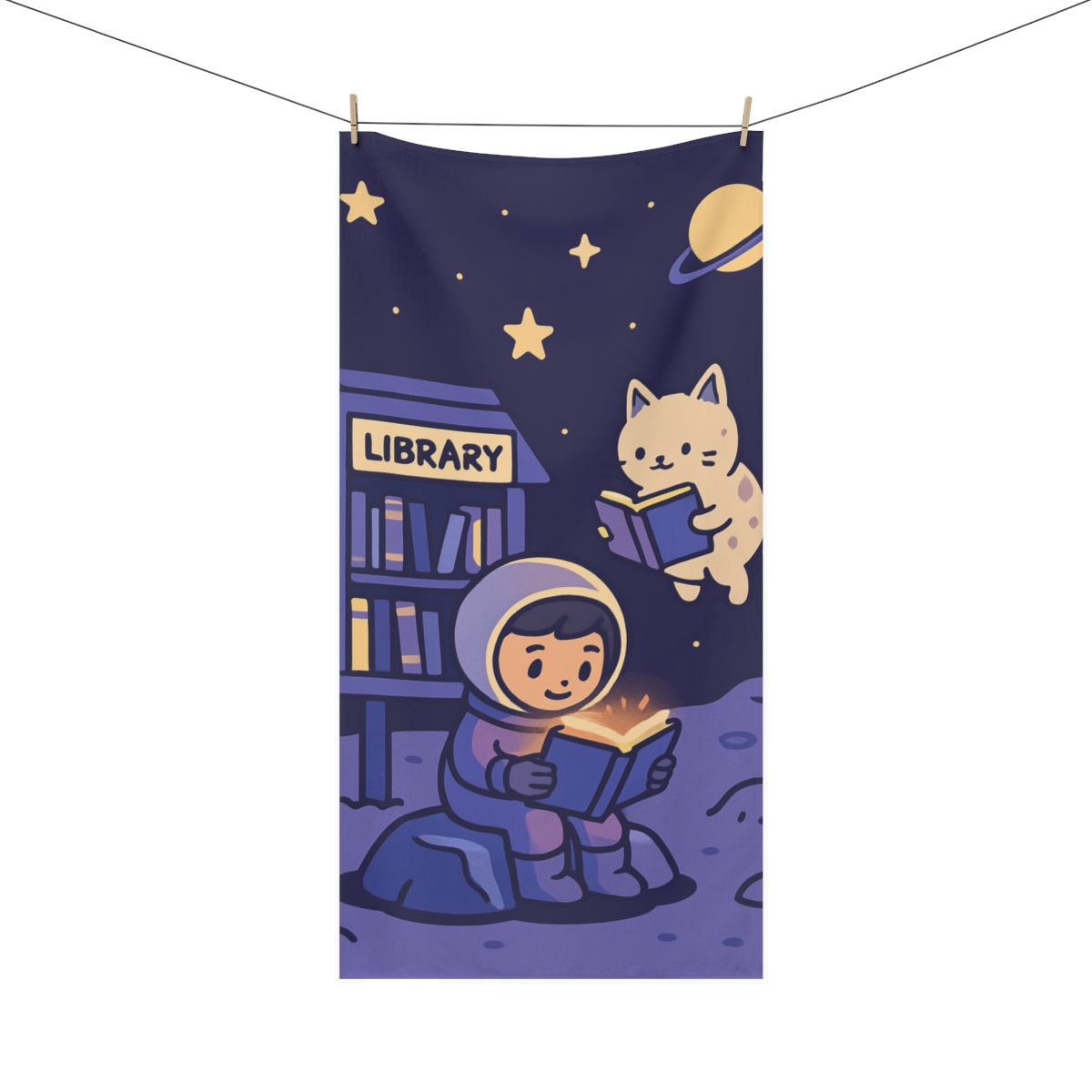 Moonlight Library For Starry Eyed Readers personalized bath towels