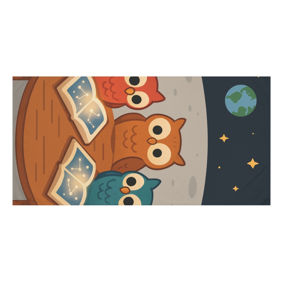 Moonlight Library Of The Owls custom towels