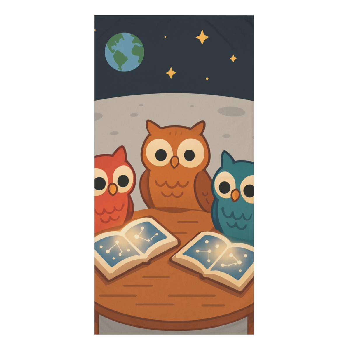 Moonlight Library Of The Owls custom towels