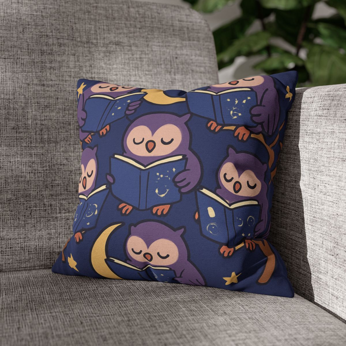 Moonlight Library Of Wise Owls comfortable bedding pillow covers