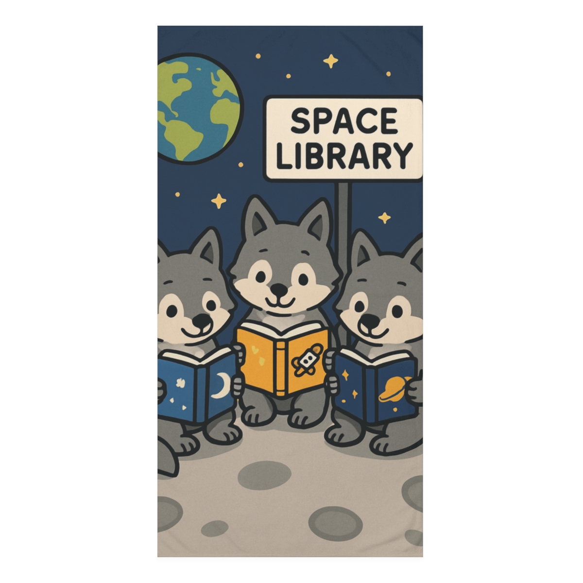 Moonlight Library Of Wise Wolves personalized bath towels