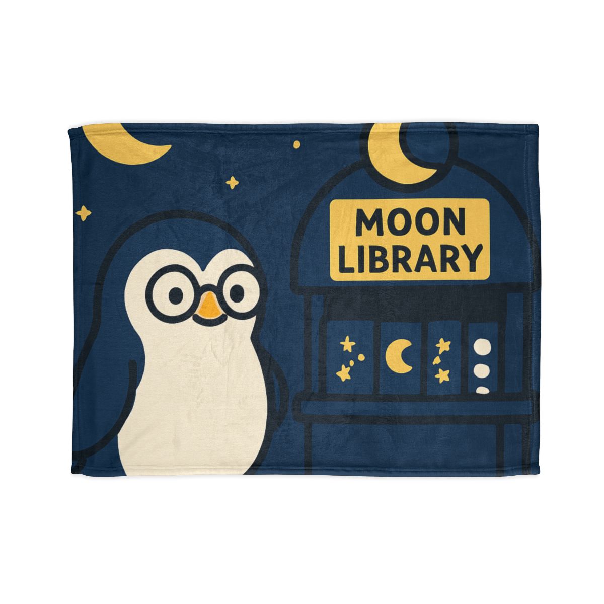Moonlight Library Run By A Wise Penguin Astronomer personalized cozy blankets