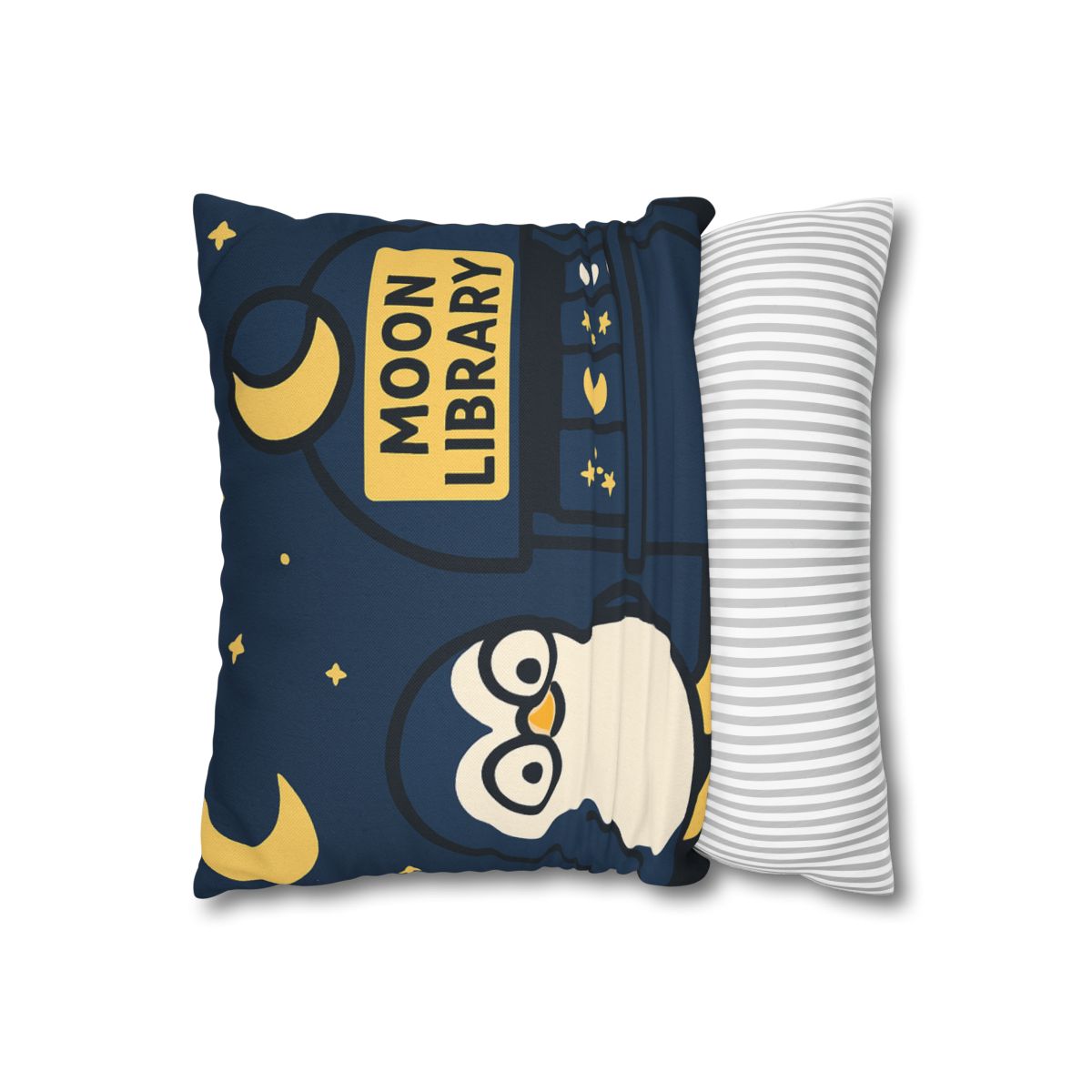Moonlight Library Run By A Wise Penguin Astronomer designer print pillow cases
