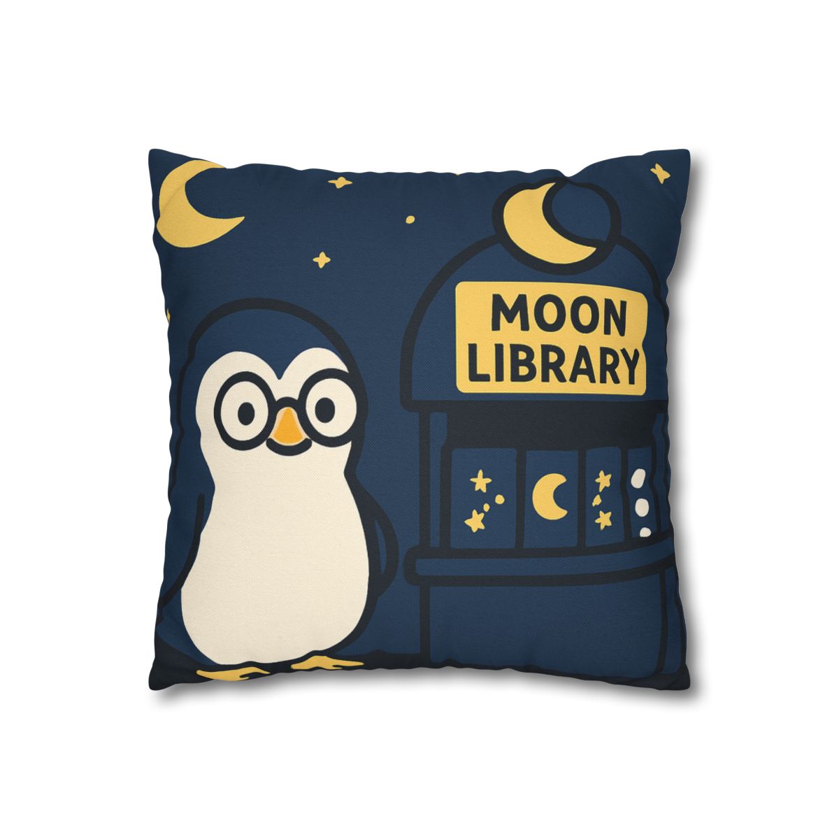 Moonlight Library Run By A Wise Penguin Astronomer designer print pillow cases