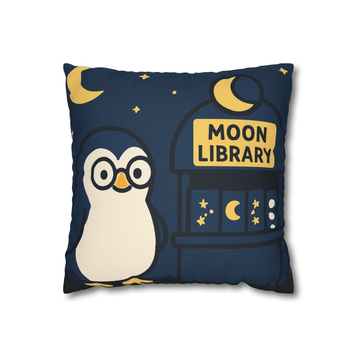 Moonlight Library Run By A Wise Penguin Astronomer designer print pillow cases