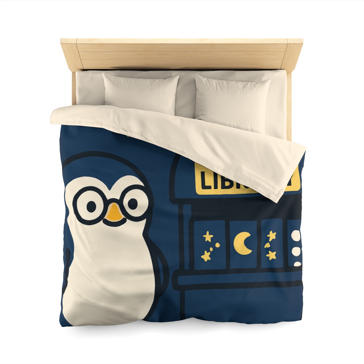 Moonlight Library Run By A Wise Penguin Astronomer stylish duvet covers