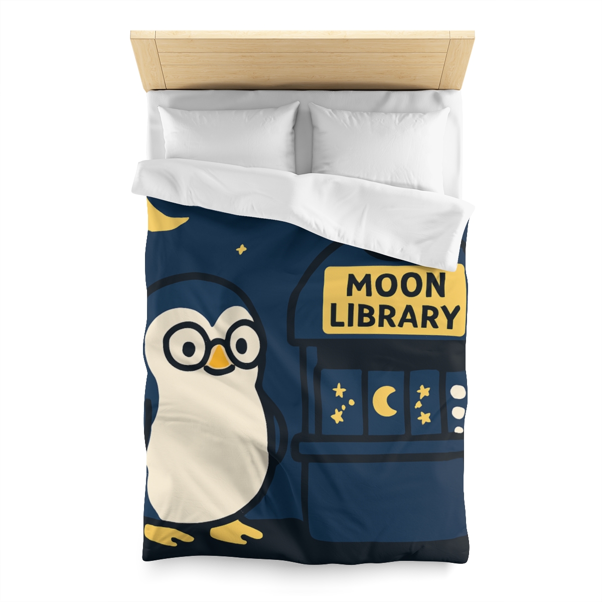Moonlight Library Run By A Wise Penguin Astronomer stylish duvet covers
