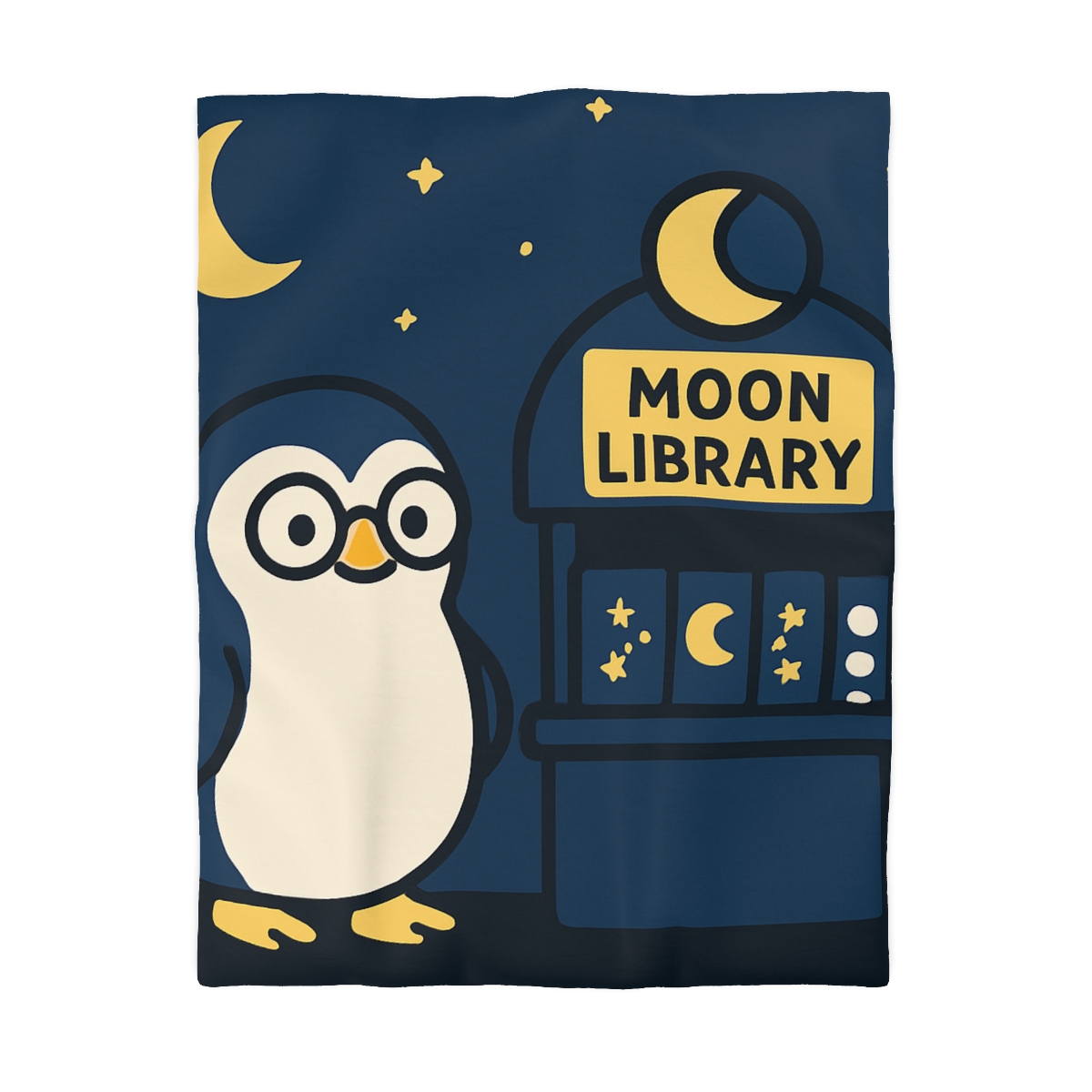 Moonlight Library Run By A Wise Penguin Astronomer stylish duvet covers