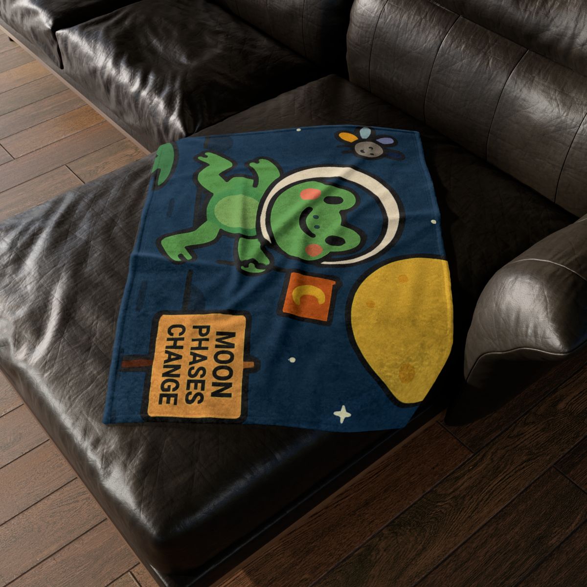 Moonlight Marsh Frog Astronaut trendy patterned blankets