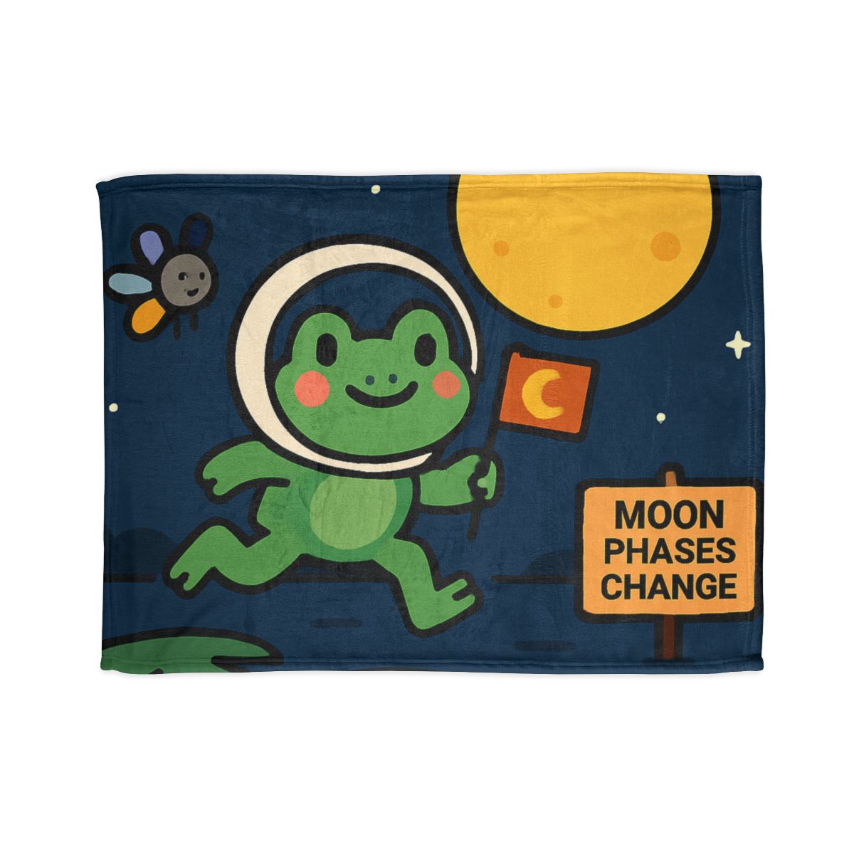 Moonlight Marsh Frog Astronaut trendy patterned blankets