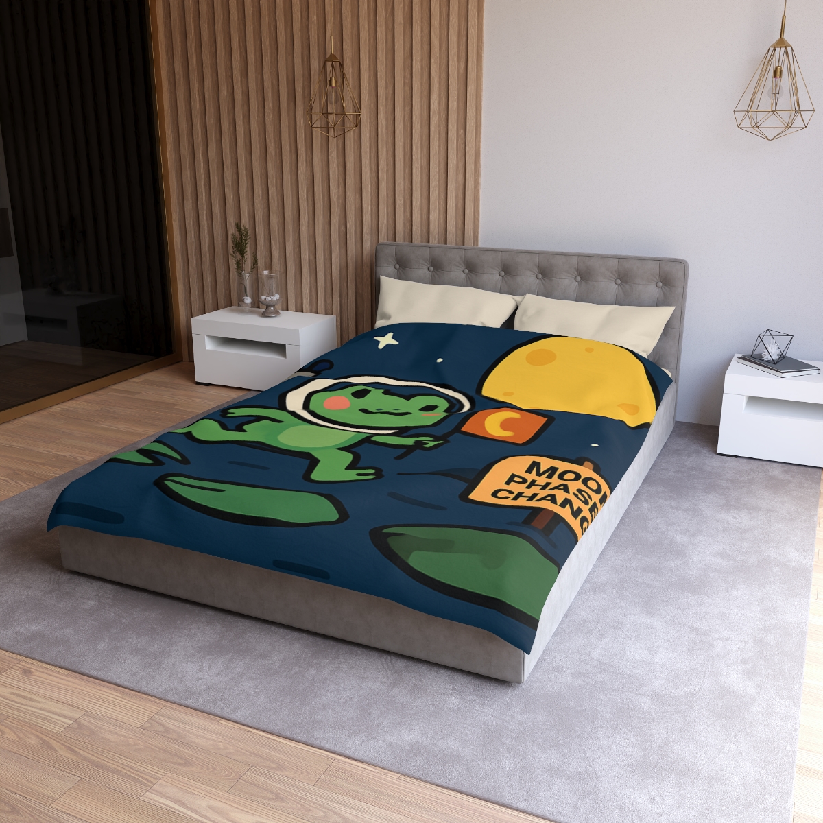 Moonlight Marsh Frog Astronaut warm winter duvets