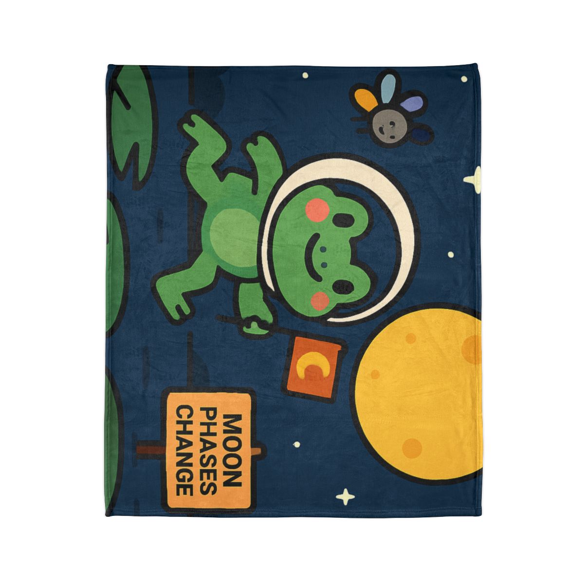 Moonlight Marsh Frog Astronaut trendy patterned blankets