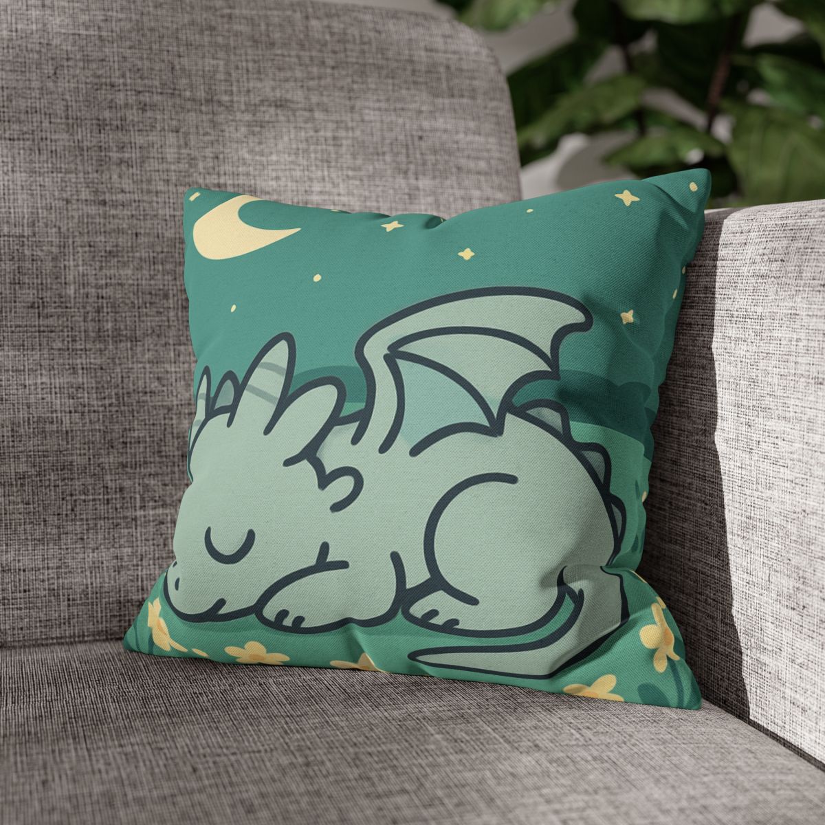 Moonlight Meadow Dragon designer print pillow cases