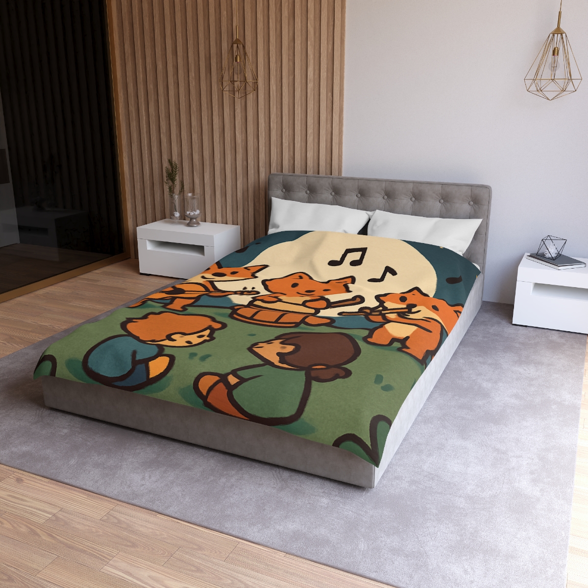 Moonlight Music Fox Band designer printed duvets