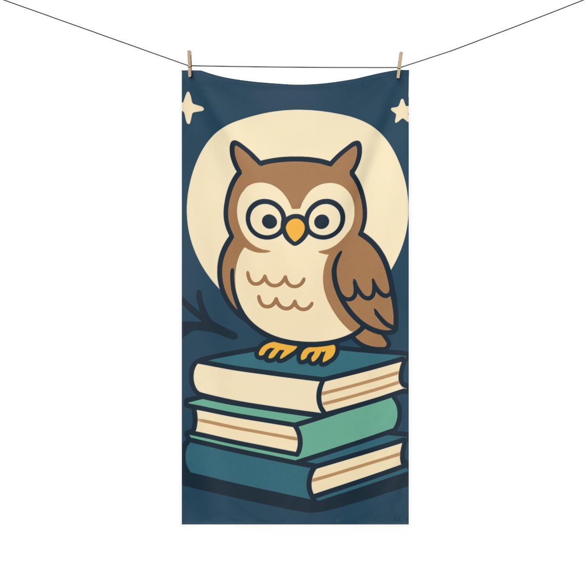 Moonlight Owl Librarian designer printed towels