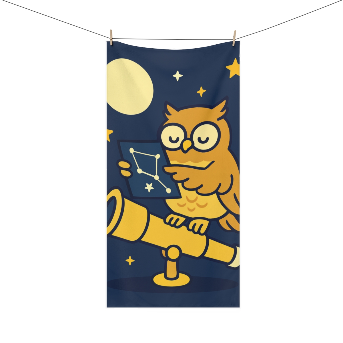 Moonlight Owl Star Map comfortable face towels