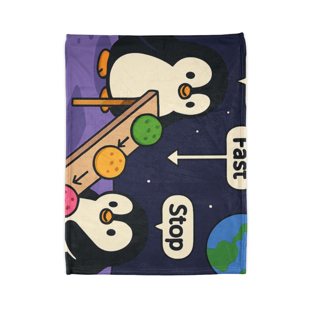 Moonlight Penguin Ice Cream Physics stylish throw blankets