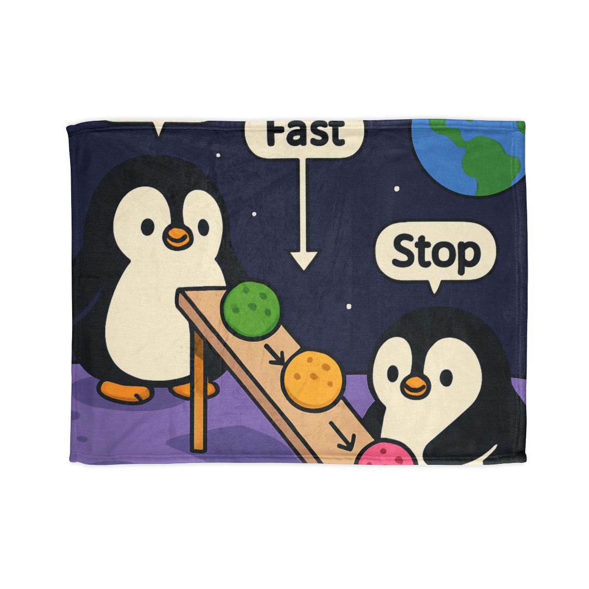 Moonlight Penguin Ice Cream Physics stylish throw blankets