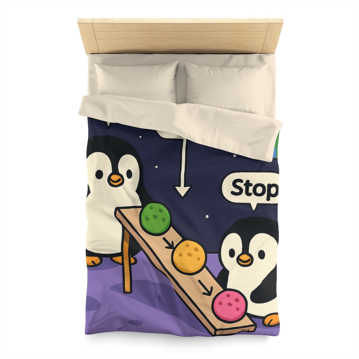 Moonlight Penguin Ice Cream Physics custom duvets