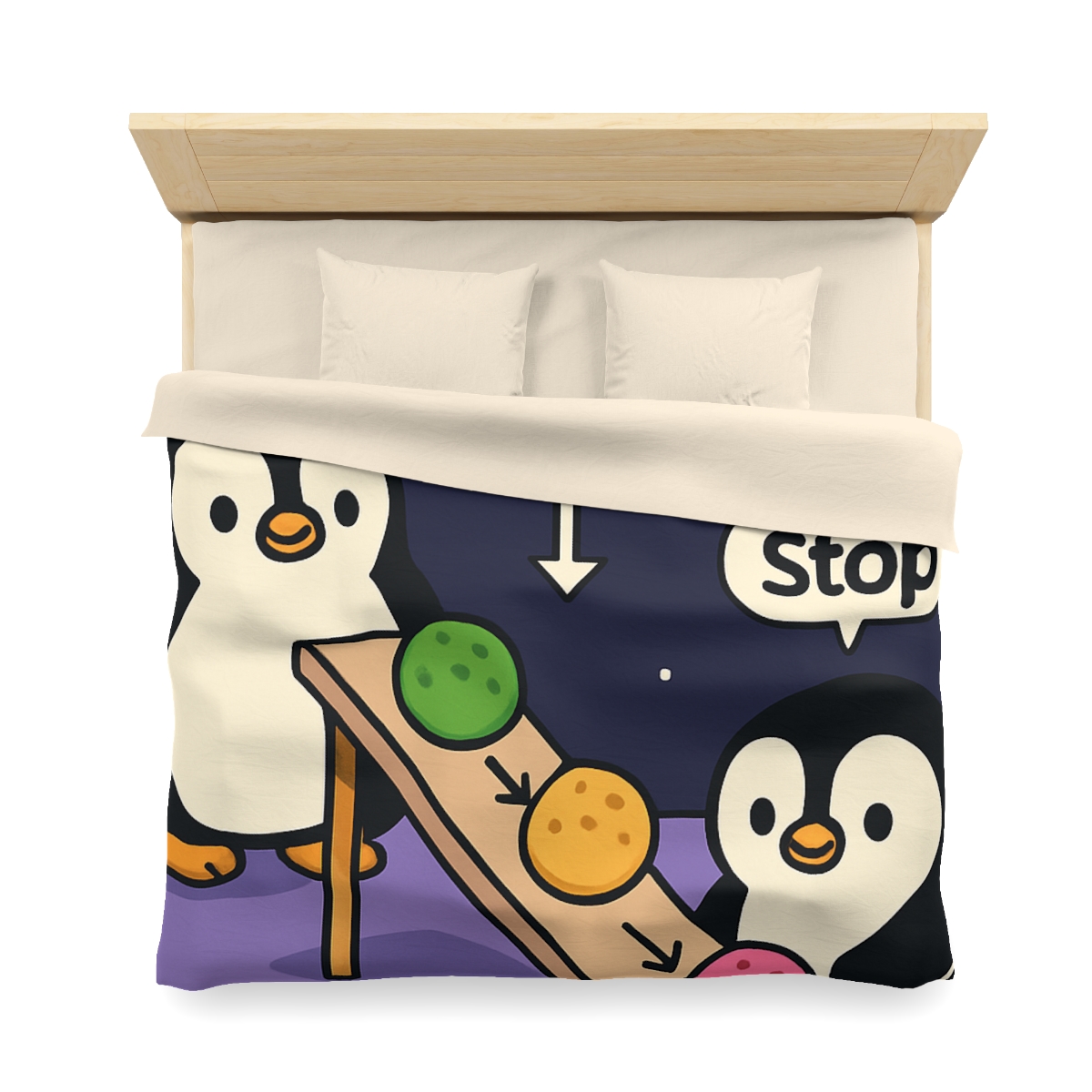 Moonlight Penguin Ice Cream Physics custom duvets
